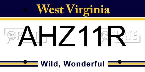 AHZ11R West Virginia License Plate