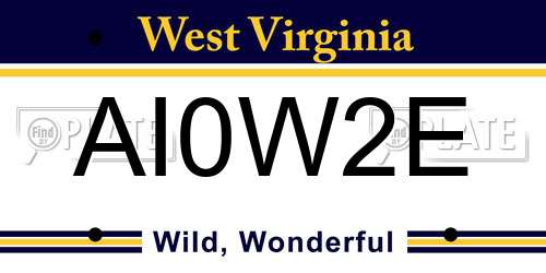 AI0W2E West Virginia License Plate