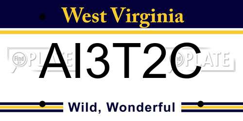 AI3T2C West Virginia License Plate