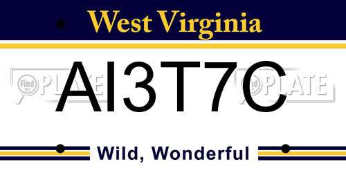AI3T7C West Virginia License Plate