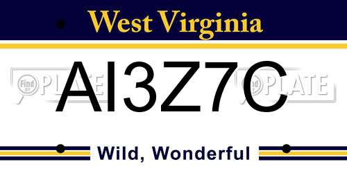 AI3Z7C West Virginia License Plate