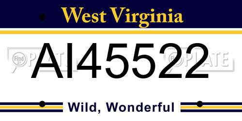 AI45522 West Virginia License Plate