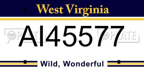 AI45577 West Virginia License Plate