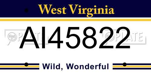 AI45822 West Virginia License Plate
