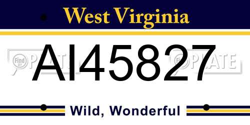 AI45827 West Virginia License Plate