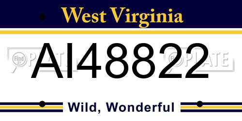 AI48822 West Virginia License Plate