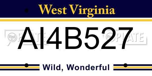 AI4B527 West Virginia License Plate