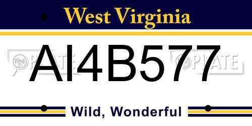 AI4B577 West Virginia License Plate