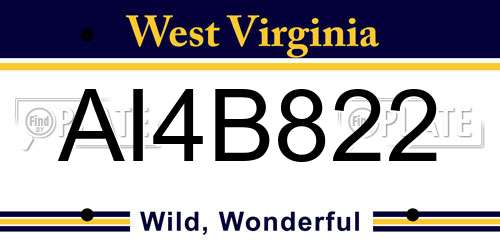 AI4B822 West Virginia License Plate