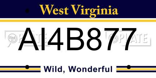 AI4B877 West Virginia License Plate