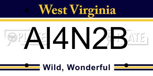 AI4N2B West Virginia License Plate