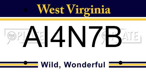 AI4N7B West Virginia License Plate