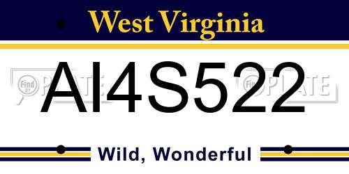 AI4S522 West Virginia License Plate