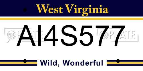 AI4S577 West Virginia License Plate
