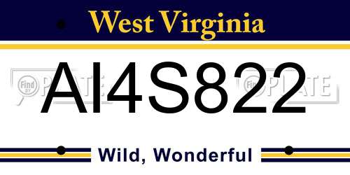 AI4S822 West Virginia License Plate