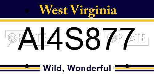 AI4S877 West Virginia License Plate