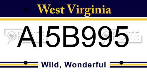 AI5B995 West Virginia License Plate