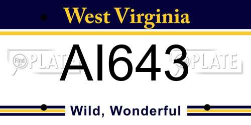 AI643 West Virginia License Plate