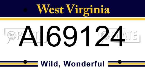 AI69124 West Virginia License Plate