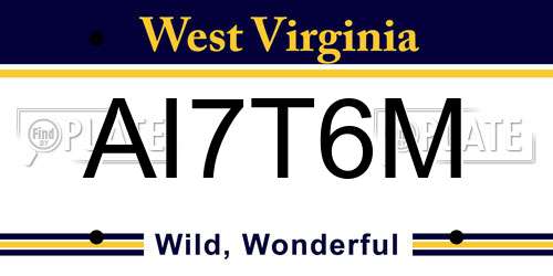 AI7T6M West Virginia License Plate
