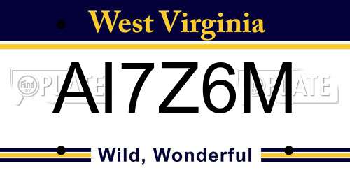 AI7Z6M West Virginia License Plate