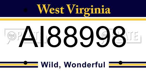 AI88998 West Virginia License Plate