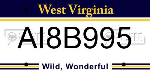 AI8B995 West Virginia License Plate