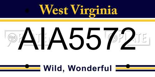 AIA5572 West Virginia License Plate