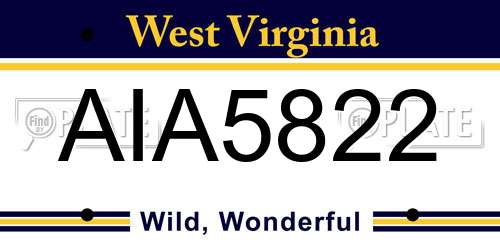 AIA5822 West Virginia License Plate