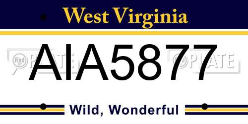 AIA5877 West Virginia License Plate