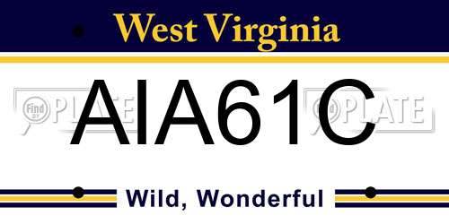 AIA61C West Virginia License Plate