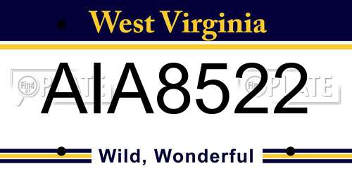 AIA8522 West Virginia License Plate