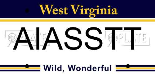 AIASSTT West Virginia License Plate