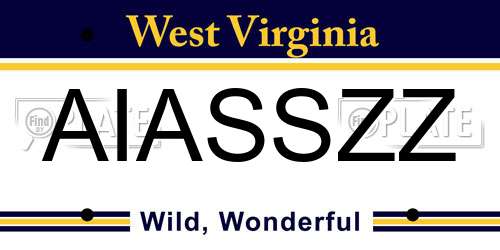 AIASSZZ West Virginia License Plate