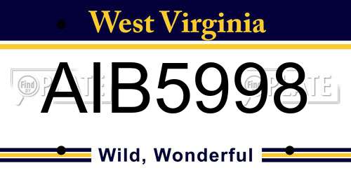 AIB5998 West Virginia License Plate