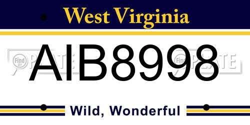 AIB8998 West Virginia License Plate