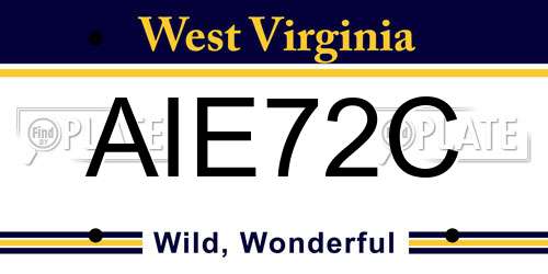 AIE72C West Virginia License Plate