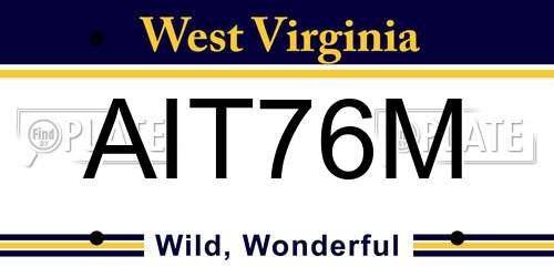 AIT76M West Virginia License Plate