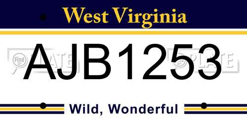 AJB1253 West Virginia License Plate
