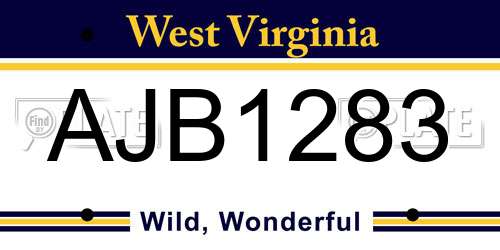 AJB1283 West Virginia License Plate