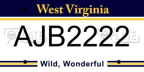 AJB2222 West Virginia License Plate