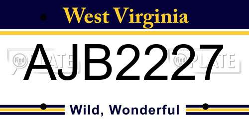 AJB2227 West Virginia License Plate