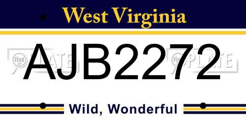 AJB2272 West Virginia License Plate