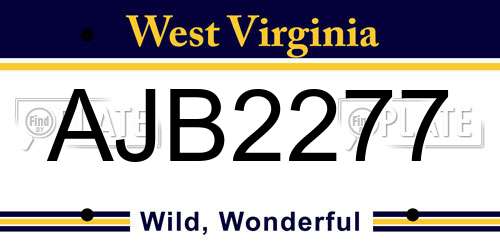 AJB2277 West Virginia License Plate
