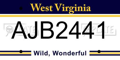 AJB2441 West Virginia License Plate