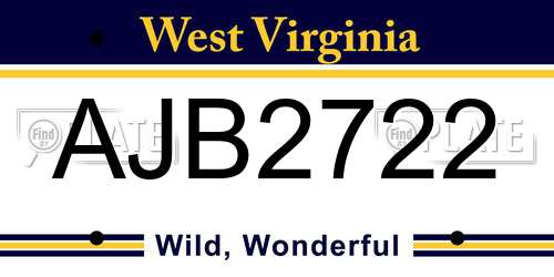 AJB2722 West Virginia License Plate