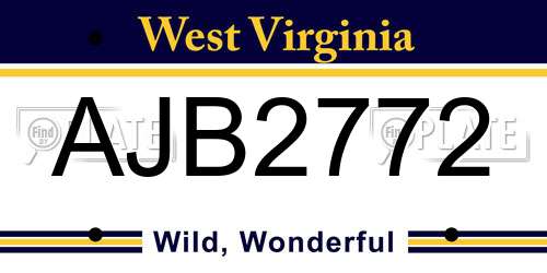 AJB2772 West Virginia License Plate