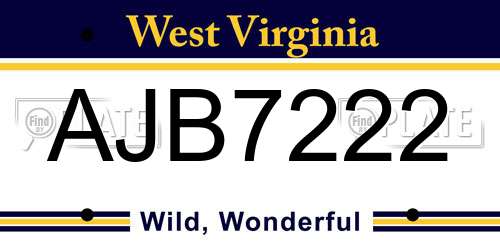 AJB7222 West Virginia License Plate
