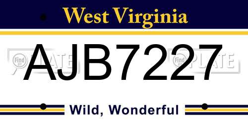 AJB7227 West Virginia License Plate