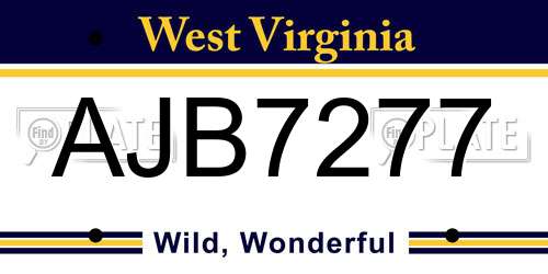 AJB7277 West Virginia License Plate